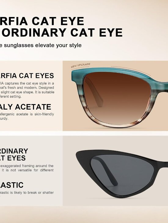 Elegant Cat-Eye Acetate Polarized Sunglasses with UV Protection main image 5